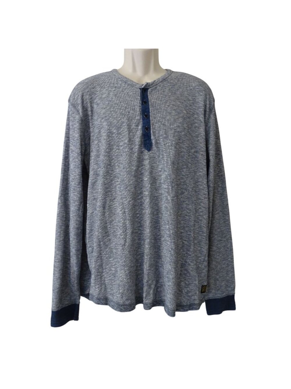 Lucky Brand Blue Heather Henley Knit Shirt Long Sleeve Cotton Size XL Outdoor
